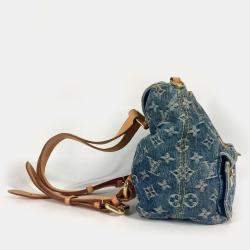 Pre Owned Louis Vuitton Monogram Denim Sac Ado Pm Backpack Canvas Blue