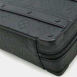 Pre Owned Louis Vuitton Taurillon Monogram Handle Soft Trunk Pochette Shoulder Bag Handbag Noir Black
