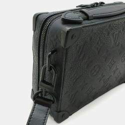 Pre Owned Louis Vuitton Taurillon Monogram Handle Soft Trunk Pochette Shoulder Bag Handbag Noir Black