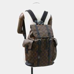 Pre Owned Louis Vuitton Monogram Macassar Christopher Mm Backpack Black