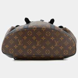 Pre Owned Louis Vuitton Monogram Macassar Christopher Mm Backpack Black