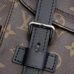Pre Owned Louis Vuitton Monogram Macassar Christopher Mm Backpack Black