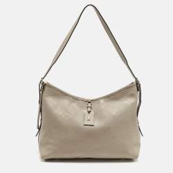 Pre Owned Louis Vuitton CarryAll MM Tourterelle Monogram Giant Empreinte Leather Hobo