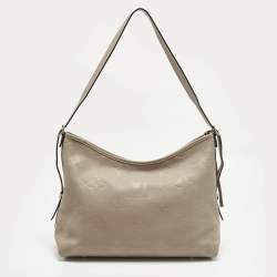 Pre Owned Louis Vuitton CarryAll MM Tourterelle Monogram Giant Empreinte Leather Hobo