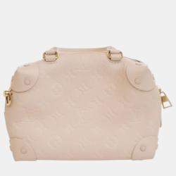 Pre Owned حقيبة لويس فيتون بيضاء بمونوغرام منقوش بيتيت مال سوپل