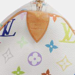 Pre Owned Louis Vuitton White Monogram Multicolore Speedy 30