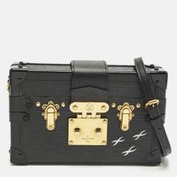 Pre Owned Louis Vuitton Petite Malle Black Epi Leather Clutch Bag