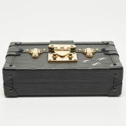 Pre Owned Louis Vuitton Petite Malle Black Epi Leather Clutch Bag