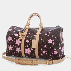 Pre Owned Louis Vuitton x Takashi Murakami Brown/Pink Monogram Keepall Bandouliere 45