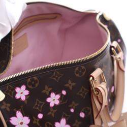 Pre Owned Louis Vuitton x Takashi Murakami Brown/Pink Monogram Keepall Bandouliere 45