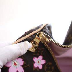 Pre Owned Louis Vuitton x Takashi Murakami Brown/Pink Monogram Keepall Bandouliere 45