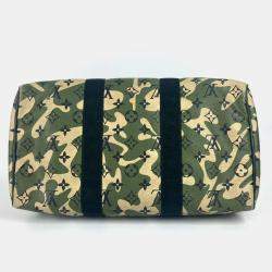 مملوكة مسبقًا حقيبة لوي فيتون فلوراج مونوغرام 35 ميني بوسطن كاموفلاج كانفاس يدوية خضراء