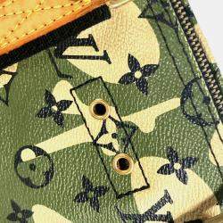 مملوكة مسبقًا حقيبة لوي فيتون فلوراج مونوغرام 35 ميني بوسطن كاموفلاج كانفاس يدوية خضراء