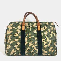 مملوكة مسبقًا حقيبة لوي فيتون فلوراج مونوغرام 35 ميني بوسطن كاموفلاج كانفاس يدوية خضراء