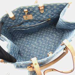 Pre Owned حقيبة لوي فيتون "أون ذا غو إم إم" دينم لويس فيتون مونوغرام بلو وجلد أزرق