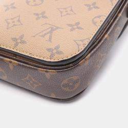 Pre Owned Louis Vuitton Pochette Metis MM Brown Coated Canvas Leather Shoulder Bag