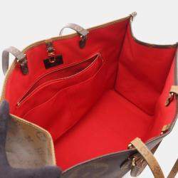 Pre Owned حقيبة لوي فيتون اون ذا قو كبرة قماش مطلي مونوغرام جاينت ريفيرس بني بيج