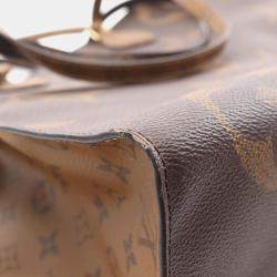 Pre Owned حقيبة لوي فيتون اون ذا قو كبرة قماش مطلي مونوغرام جاينت ريفيرس بني بيج