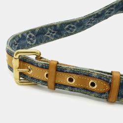 Pre Owned Louis Vuitton Monogram Denim Bum Bag Waist Shoulder Blue