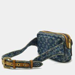 Pre Owned Louis Vuitton Monogram Denim Bum Bag Waist Shoulder Blue