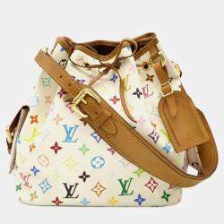 Pre Owned Louis Vuitton Monogram Multicolore Petit Noe Shoulder Bag In Blanc White