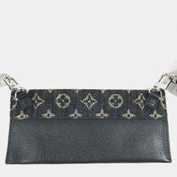 Pre Owned Louis Vuitton Squared Collection Trio Black Monogram Denim Taurillon Leather Bag Set
