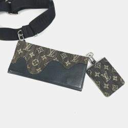 Pre Owned Louis Vuitton Squared Collection Trio Black Monogram Denim Taurillon Leather Bag Set