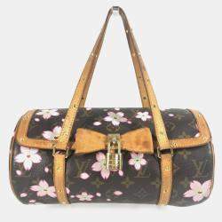 Pre Owned Louis Vuitton Monogram Cherry Blossom Papillon Tote Bag Canvas Brown