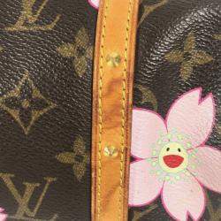 Pre Owned Louis Vuitton Monogram Cherry Blossom Papillon Tote Bag Canvas Brown