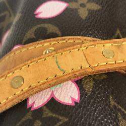 Pre Owned Louis Vuitton Monogram Cherry Blossom Papillon Tote Bag Canvas Brown