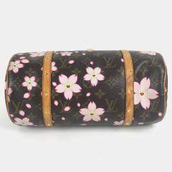Pre Owned Louis Vuitton Monogram Cherry Blossom Papillon Tote Bag Canvas Brown