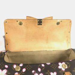 Pre Owned Louis Vuitton Monogram Cherry Blossom Papillon Tote Bag Canvas Brown