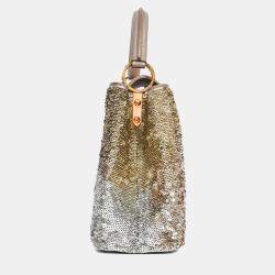 مملوكة مسبقًا Louis Vuitton 2015 Beige Metallic Sequins Taurillon Capucines BB with Strap