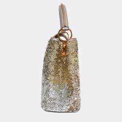 مملوكة مسبقًا Louis Vuitton 2015 Beige Metallic Sequins Taurillon Capucines BB with Strap