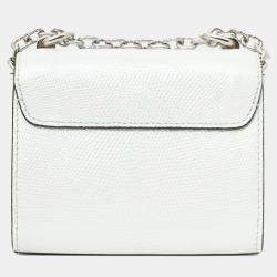 مملوكة مسبقًا Louis Vuitton 2020 White Iridescent Karung Leather Twist Mini with Crystal Buckle