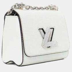مملوكة مسبقًا Louis Vuitton 2020 White Iridescent Karung Leather Twist Mini with Crystal Buckle