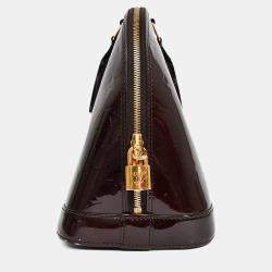 Pre Owned Louis Vuitton Amarante Vernis Leather Monogram 'Alma' Top Handle Bag