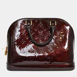 Pre Owned Louis Vuitton Amarante Vernis Leather Monogram 'Alma' Top Handle Bag