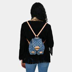 مملوكة مسبقًا حقيبة ظهر لوي فيتون ميني فينيس دنيم أزرق بمونوغرام