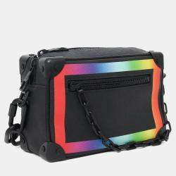Pre Owned Louis Vuitton 2019 Black Taiga Rainbow Mini Soft Trunk Crossbody