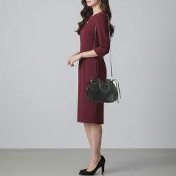 Pre Owned Louis Vuitton Bella Black Monogram Mahina Leather Bucket Bag