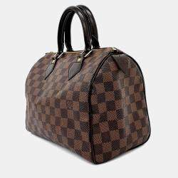 Pre Owned Louis Vuitton Brown Leather and PVC Damier Speedy 25