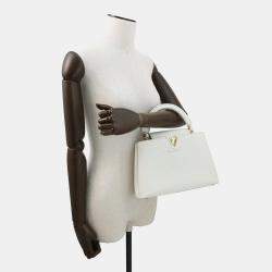 Pre Owned Louis Vuitton Handbag Taurillon Leather Capucines Bb Shoulder Bag White
