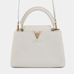 Pre Owned Louis Vuitton Handbag Taurillon Leather Capucines Bb Shoulder Bag White