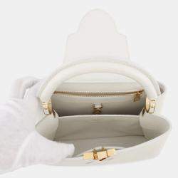 Pre Owned Louis Vuitton Handbag Taurillon Leather Capucines Bb Shoulder Bag White