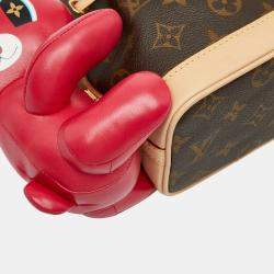 Pre Owned Louis Vuitton X Sun Yitian Nicolas Ghesquiere Animogram Nano Noe Handbag Brown/Pink Leather