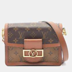 Pre Owned حقيبة لوي فويتون دوفين الصغيرة عكس مونوغرام الكتف قماش و جلد بنية بيج