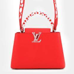 Pre Owned Louis Vuitton Lvxyk Capucines Japan Limited Edition Rouge Taurillon Leather Infinity Dot Size BB