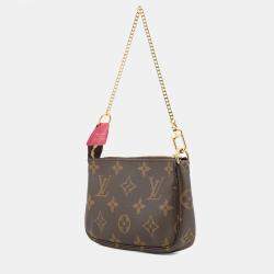 Pre Owned Louis Vuitton Pochette Accessoires Vivienne Mini Pink Monogram Canvas Clutch Bag