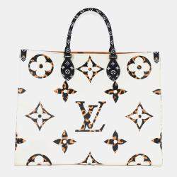 Pre Owned حقيبة لويس فويتون كانفاس أون ذا غو لنقش المونوغرام العملاق الأبيض لغابة جامبو